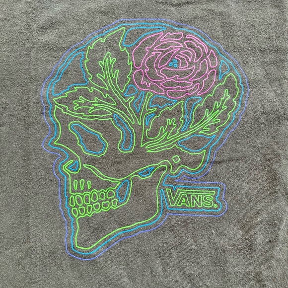 💀🌈VANS🌈💀- Neon Skull Vans Tee -Size Lg Mens - Picture 3 of 3